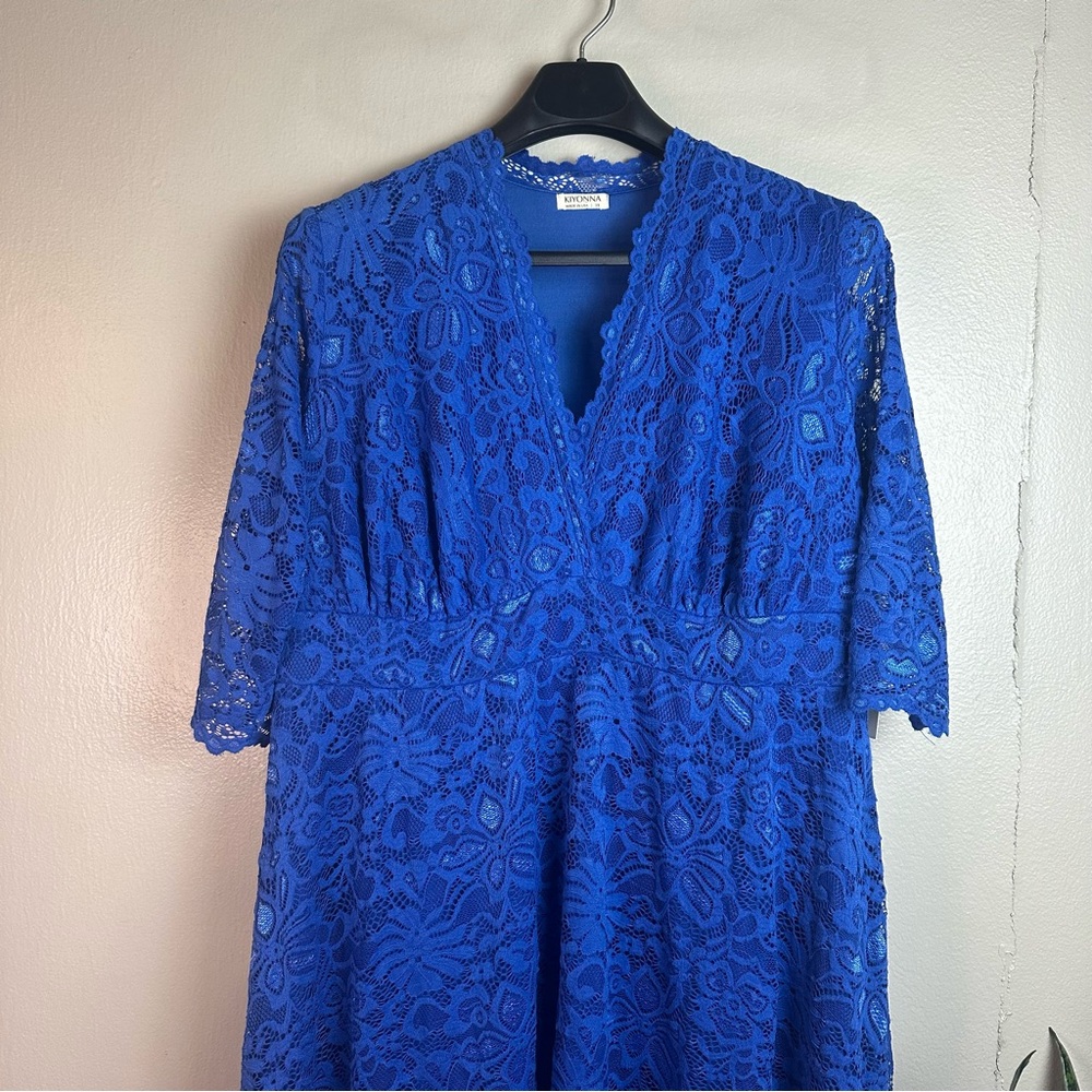 Kiyonna Mademoiselle Blue Lace Cocktail Dress Sz3x - Picture 3 of 12